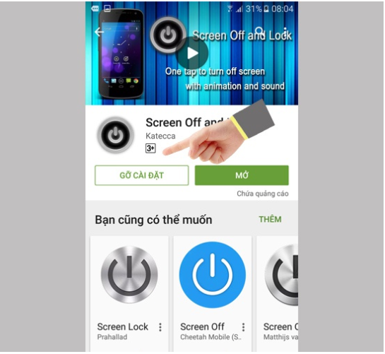 Gỡ bỏ ứng dụng Screen Off and Lock trên điện thoại